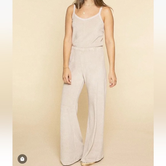 Suzie Kondi L Large Elma Flare Tank Jumpsuit Petra Oatmeal Terrycloth - Picture 5 of 8